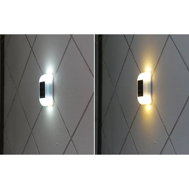 Solar Outdoor Waterproof White Square LED Patio Wall Sconce Lamp