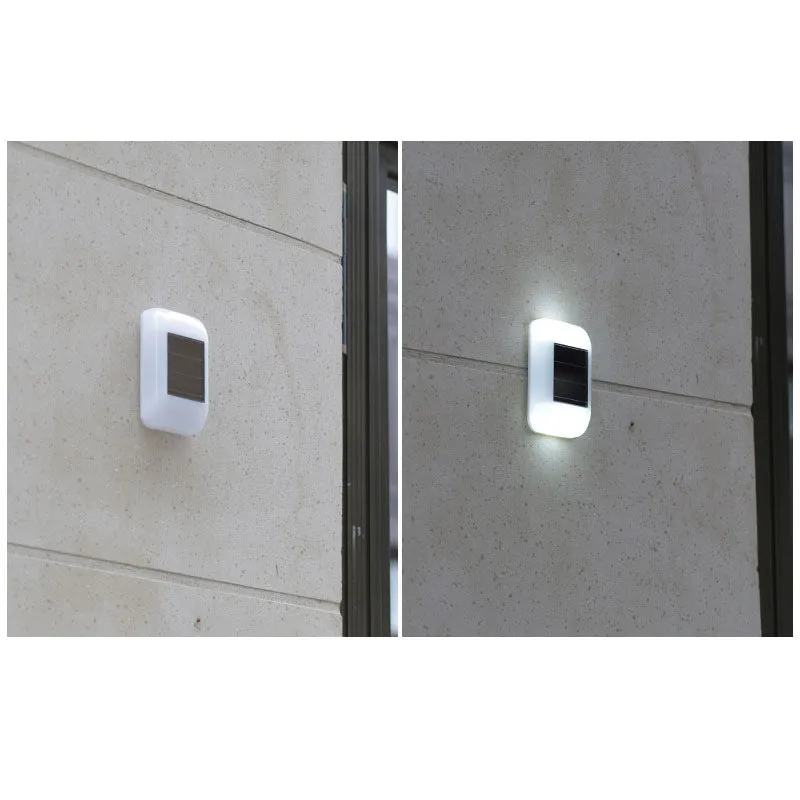 Solar Outdoor Waterproof White Square LED Patio Wall Sconce Lamp