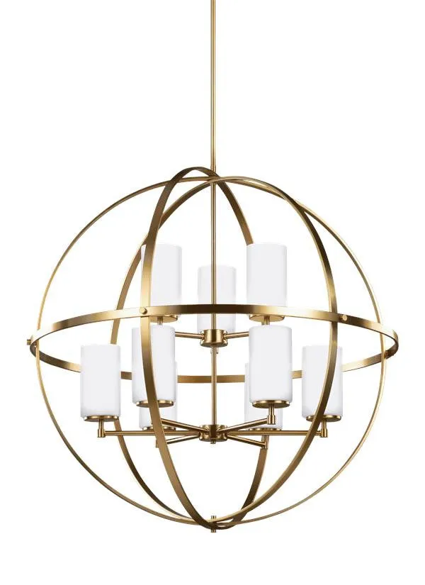 Spherical Satin Bronze 9 Light Chandelier