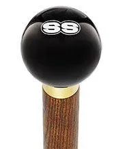 SS Car Emblem Black Round Knob Cane w/ Custom Color Ash Shaft & Collar