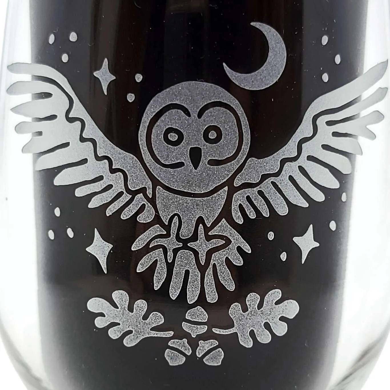 Stemless Wine Glass - Owl   Oak by Bread and Badger