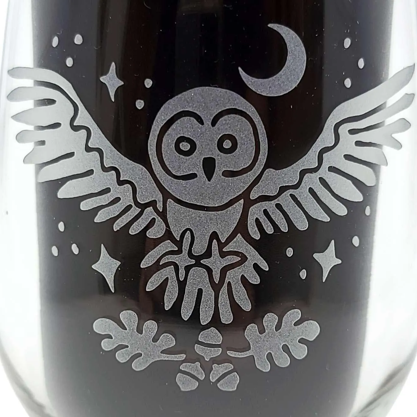 Stemless Wine Glass - Owl   Oak by Bread and Badger