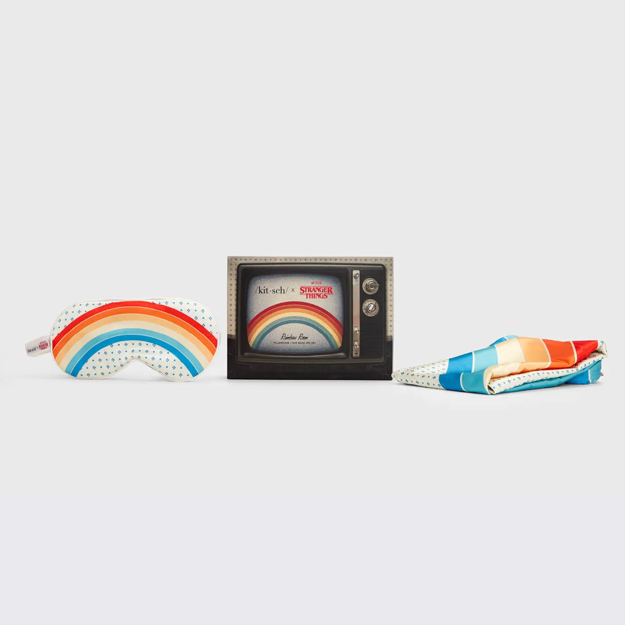 Stranger Things X Kitsch Rainbow Room Pillowcase   Eye Mask 2pc Set