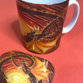 Sun Dragons Mug and Coaster Box Set - Dragon Mug - Game of Thrones Gift