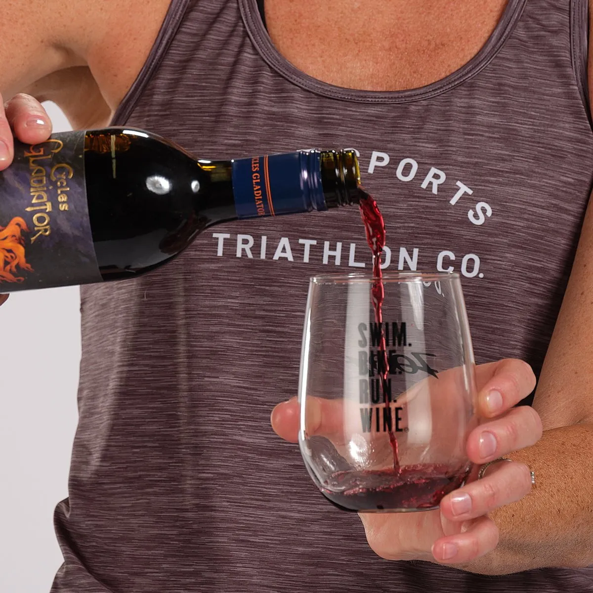 Swim Bike Run Wine - Glass