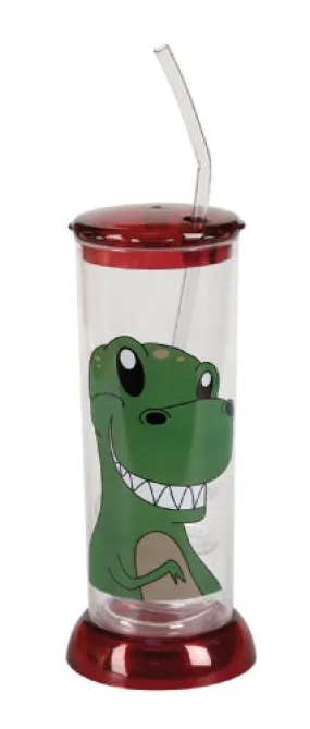 T-rex Tumbler with Curly Straw