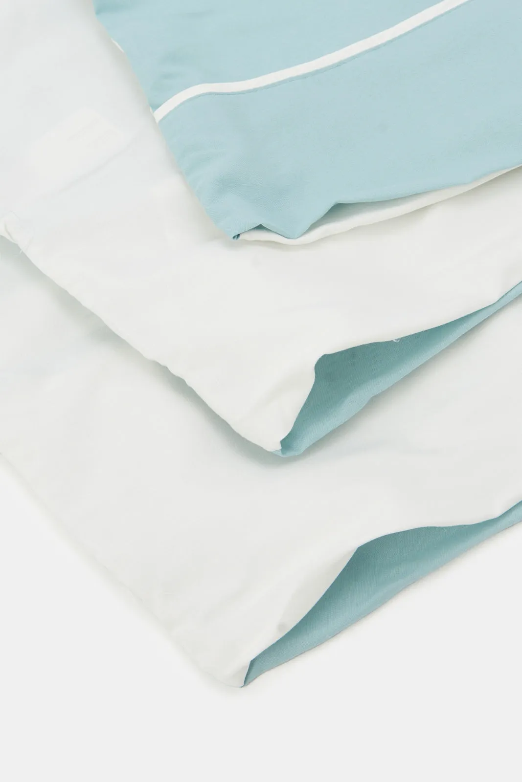 Teal And Ivory Reversible 3-Piece Duvet Cover Set (King Size)