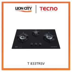 Tecno Uno T-833 TRSV Toughened Glass Hob (SCHOTT) Black 86cm  3 Burners (2x Big, 1x Medium)