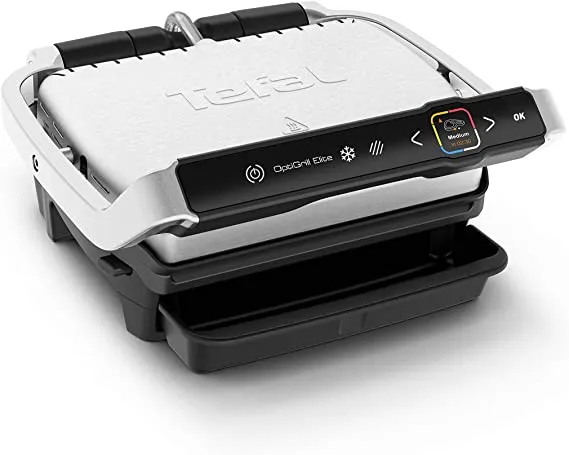 Tefal GC750D40 OptiGrill Elite GC750D40 Intelligent Health Grill, 12 Automatic Settings, Black/Stainless steel, Smart, 2000W, 4-6 portions