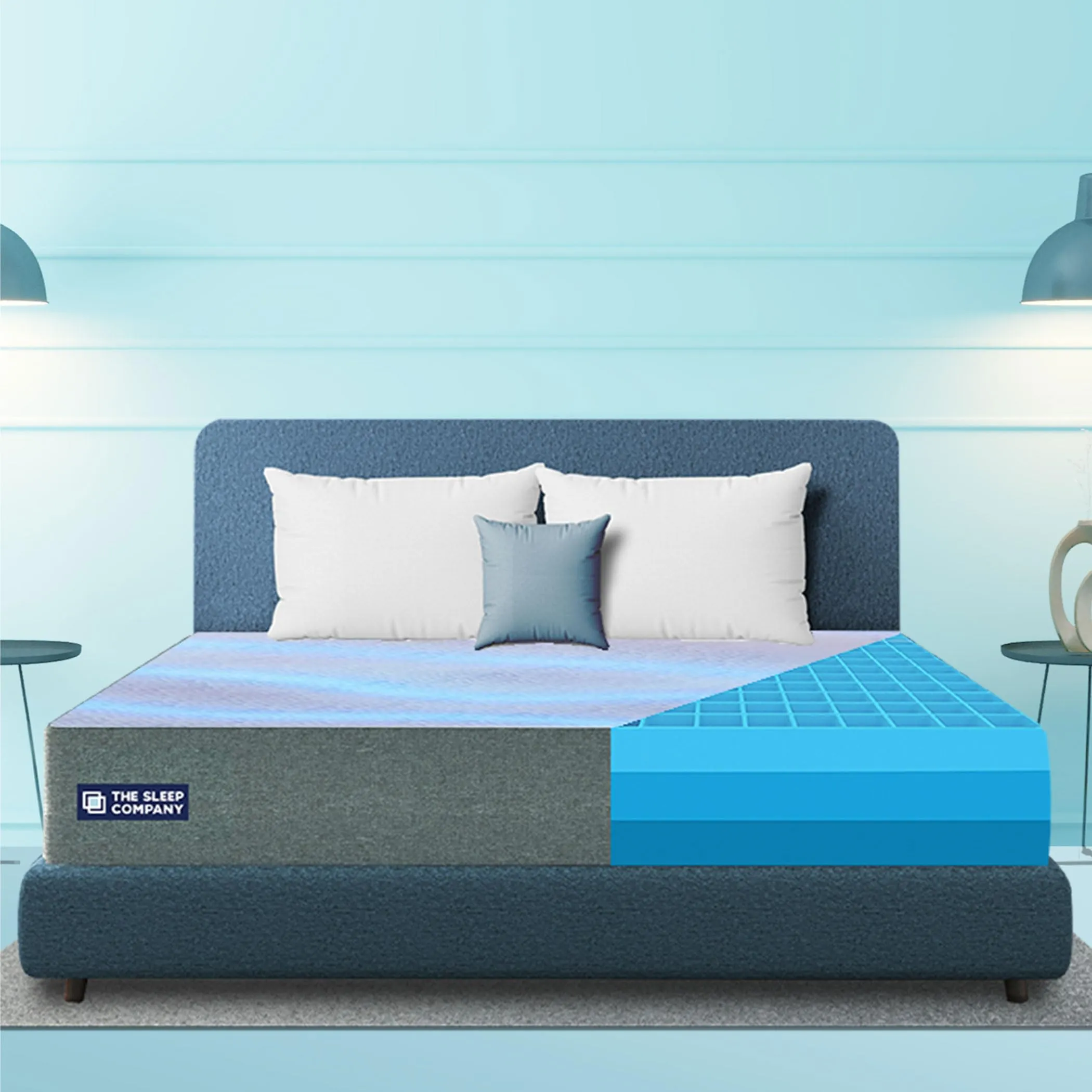 The Sleep Company SnowTec™ 4-6 Degree Cooler SmartGRID Luxe 8 Inch Double Size Mattress | Luxury Mattress with Patented Japanese SmartGRID Technology | Hypoallergenic Antibacterial Fabric |78x48