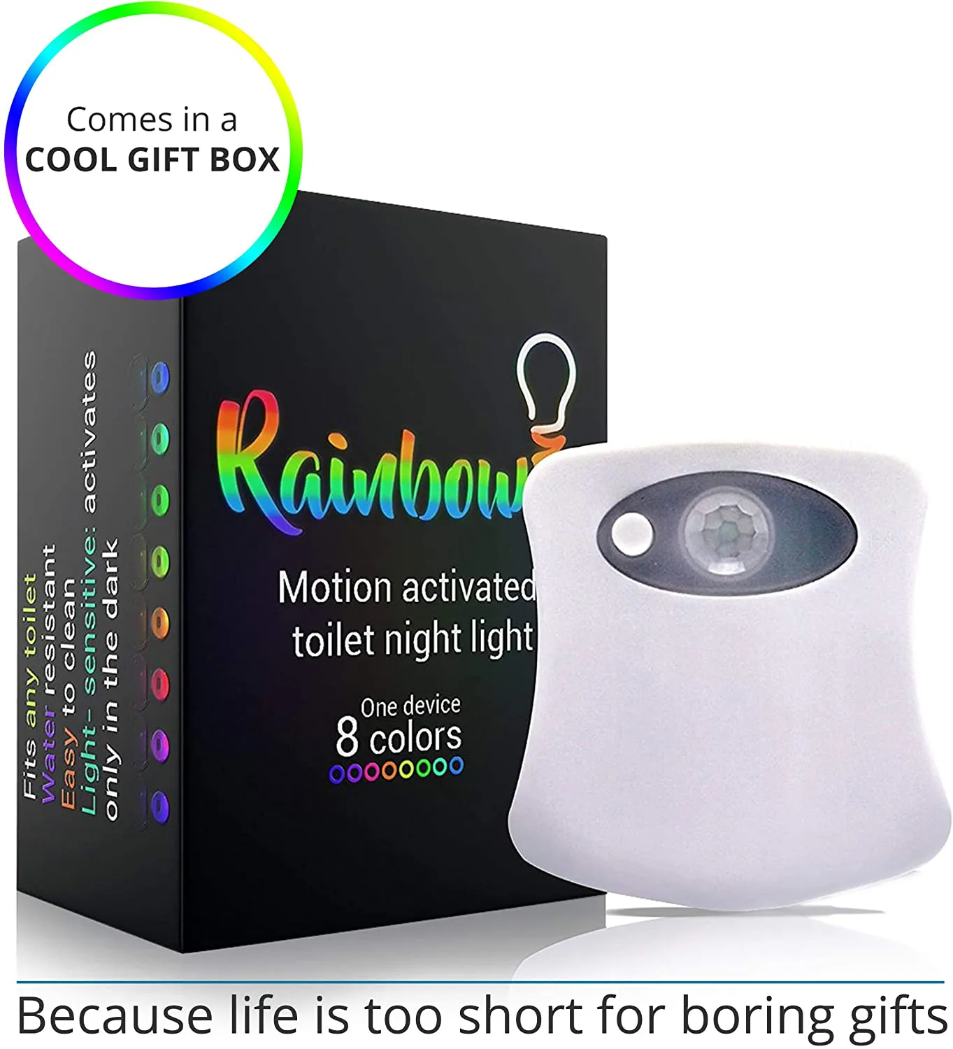 Toilet Bowl Night Light with Motion Sensor LED by Rainbowl - Funny & Unique Christmas Gift for Men, Him, Dad, Boyfriend, Husband, Grandpa - Cool Novelty, Best Gag Present - Mens Stocking Stuffer