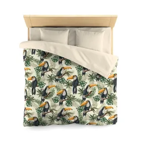 Toucan Tropical Duvet Cover, Bird Leaves Microfiber Full Queen Twin Unique Vibrant Bed Cover Modern Home Bedding Bedroom Décor