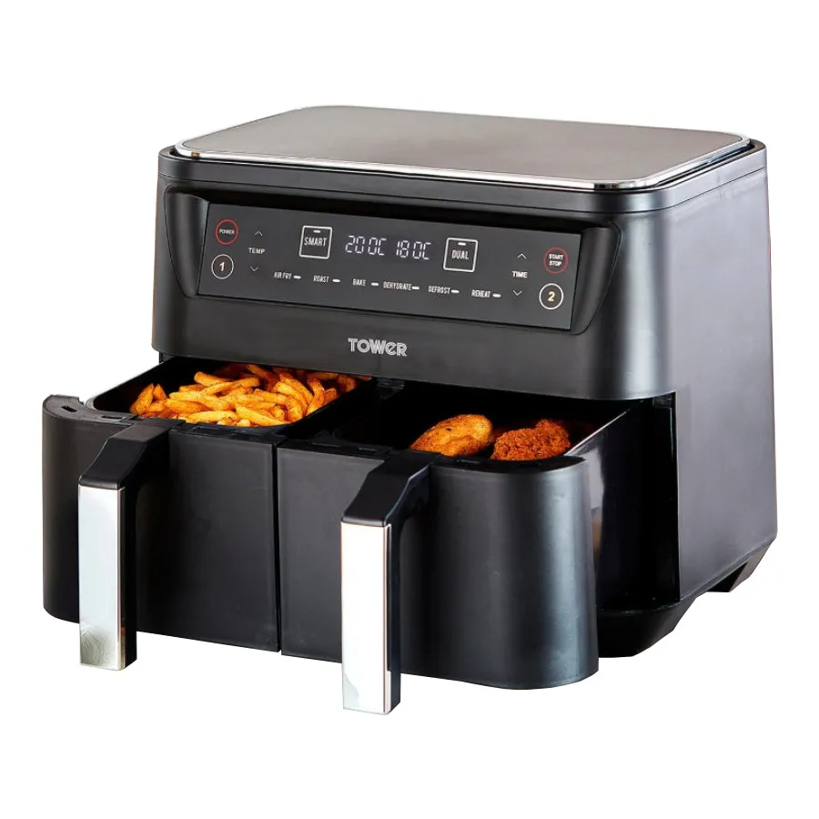 Tower Vortx 2400W 8L Dual Basket Air Fryer - Black | T17097