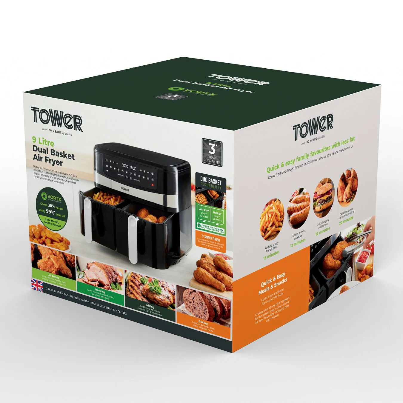 Tower Vortx Dual Basket Air Fryer 9L