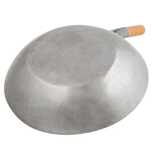 Town 14" Hand Hammered Mandarin Flat Bottom Wok with Wood Handle