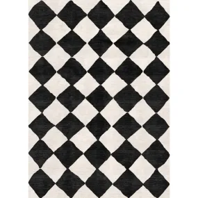 Trestres Checkered Black & Ivory Rug - Second Love