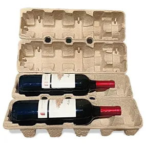 Two (2) Bottle Wine Shippers - Kit - 2 pulp shipping trays & 1 outer shipping box