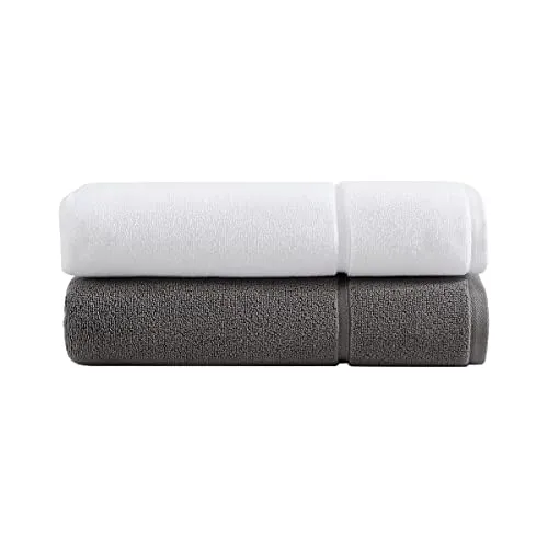 Vera Wang - Bath Towels Set, Luxury Cotton Bathroom Set, Plush & Super Absorbent (Modern Lux Grey, 6 Piece)