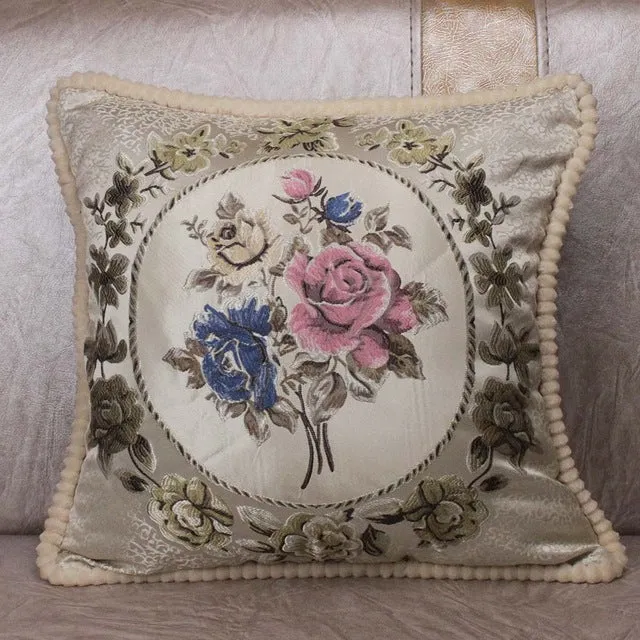 Vintage Jacquard Flower Sofa Cushion Covers