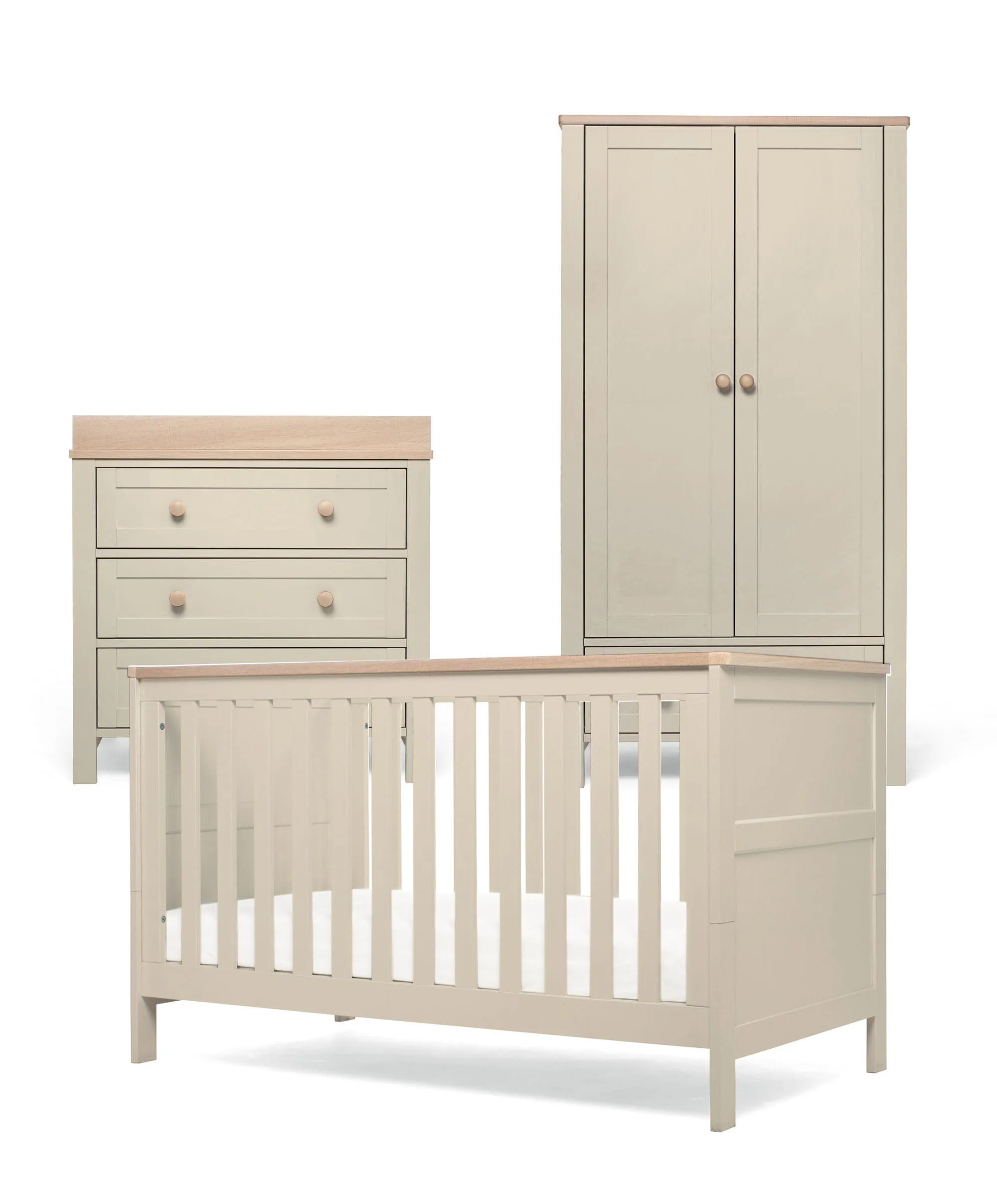 Wedmore 3 Piece Cotbed Set with Dresser Changer & Wardrobe - Pebble Grey