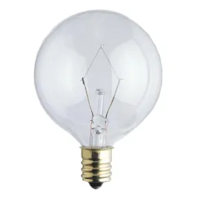 Westinghouse 0382100 15 Watt Incandescent G16 1/2 Globe Clear - 2650 Kelvin - Warm White - 102 Lumens - E12-Candelabra Base - 120 Volt - Box