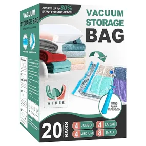 WTREE 20 Pack Vacuum Storage Bags