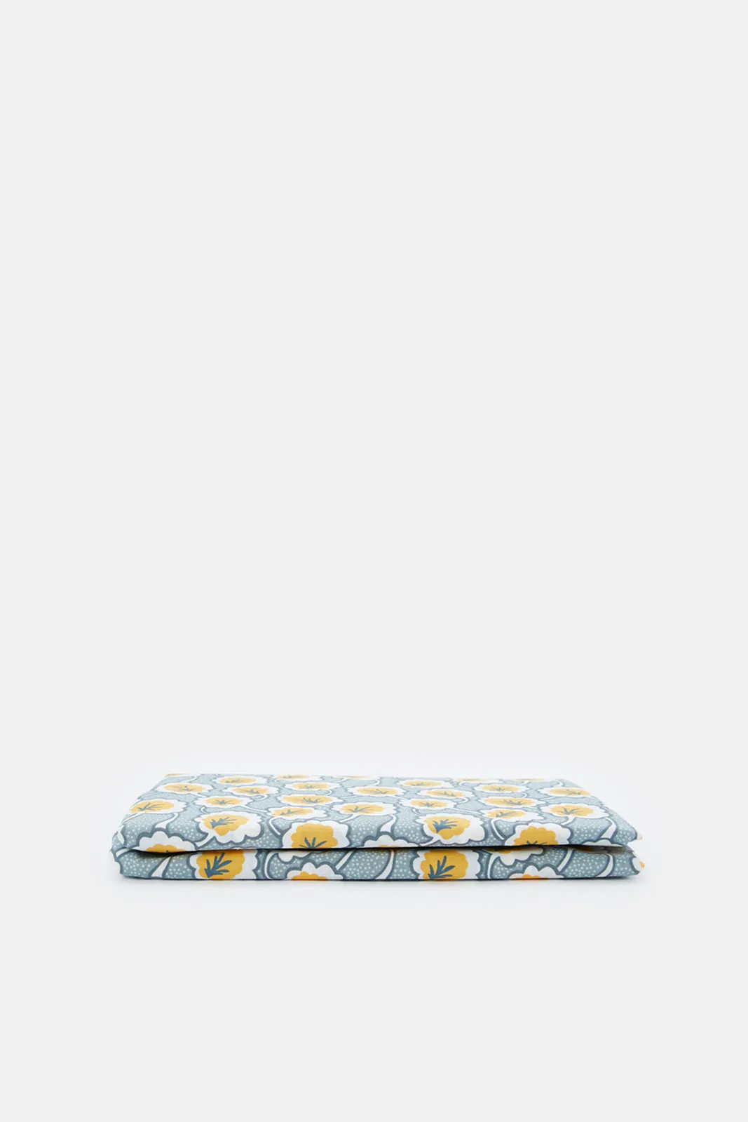 Yellow And Grey Floral Printed Pillowcase Set (2 Piec)